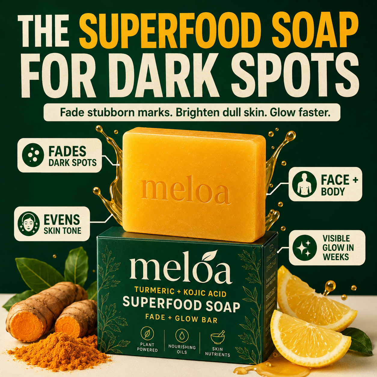 Meloa Turmeric + Kojic Fade & Glow Soap
