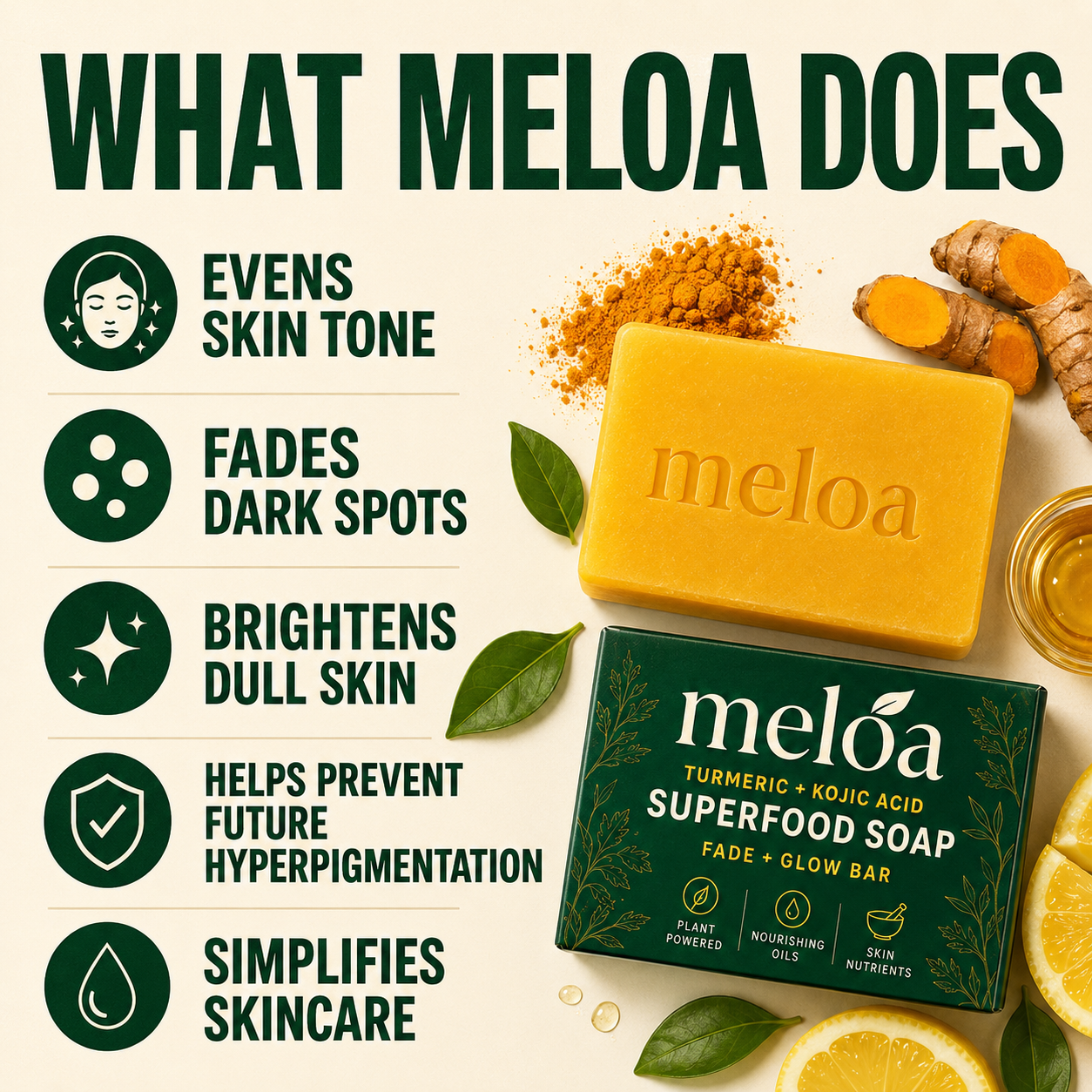 Meloa Turmeric + Kojic Fade & Glow Soap
