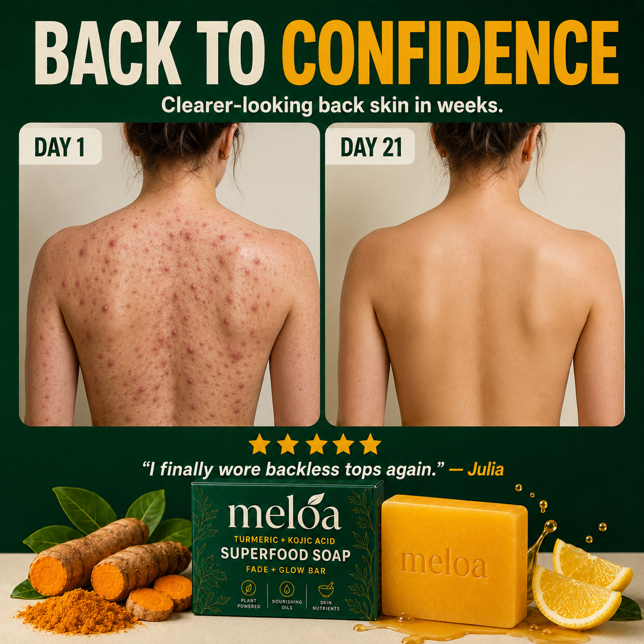 Meloa Turmeric + Kojic Fade & Glow Soap
